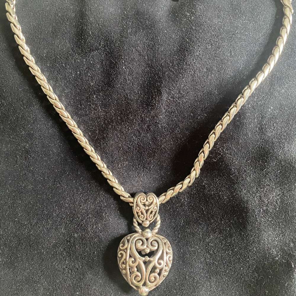 Brighton Silver Ornate Heart Necklace 18”